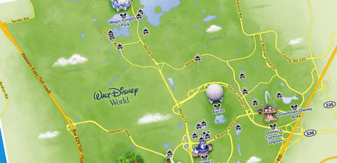 La distance entre les parcs à thèmes de Walt Disney World