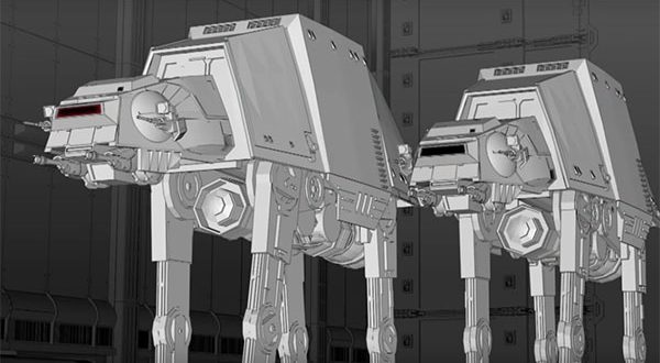 Vidéo de la construction de deux AT-ATs pour Star Wars Land