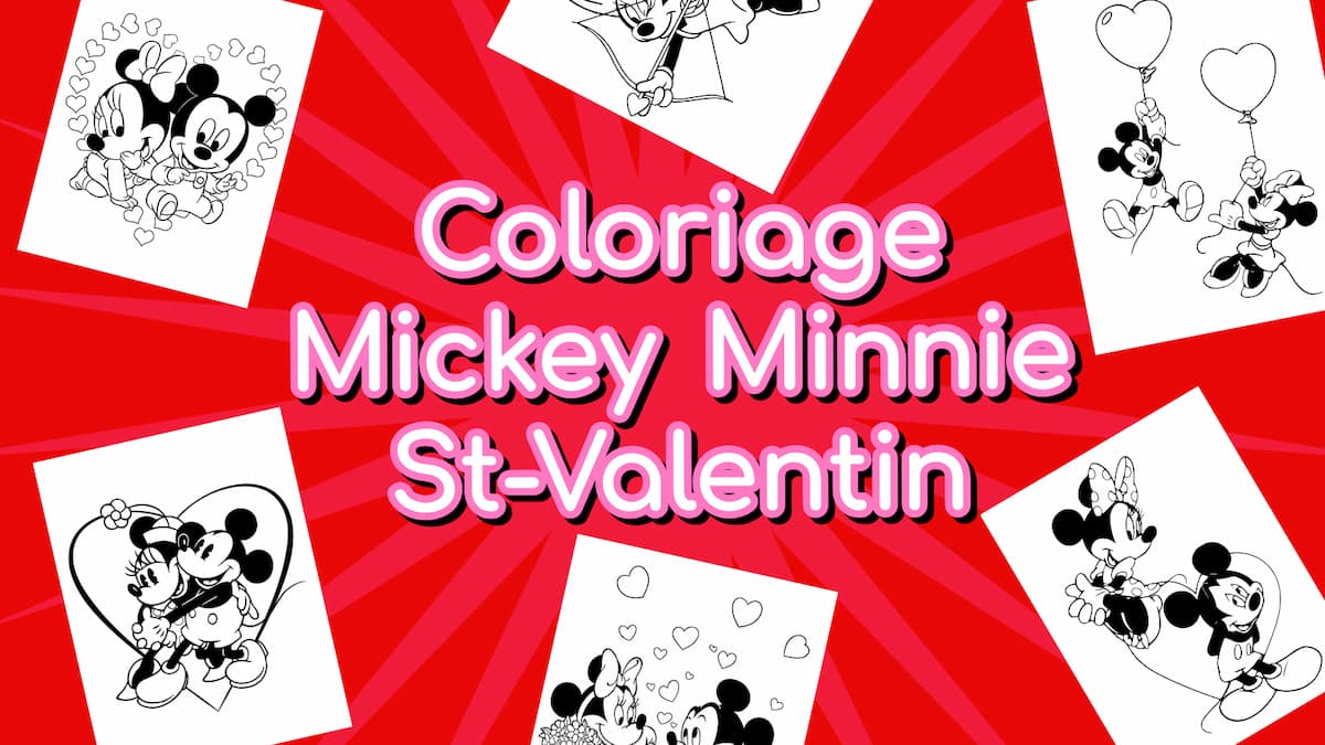 10 coloriages de Mickey et Minnie pour la St-Valentin à imprimer